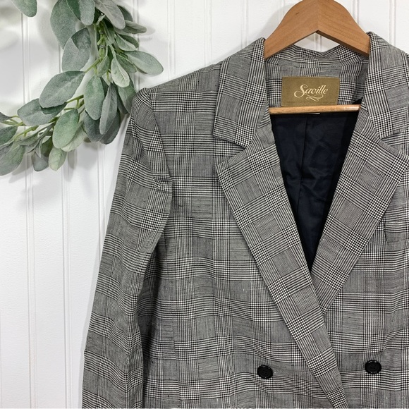 Vintage 90s houndstooth plaid double breasted blazer jacket size 10 academia - Picture 2 of 9